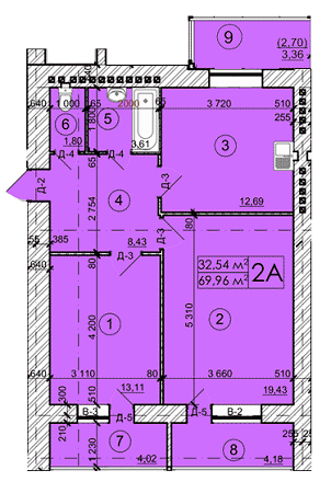 2-кімнатна 69.96 м² в ЖК на вул. 600-річчя, 17 від забудовника, Вінниця