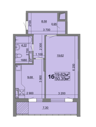 1-кімнатна 50.35 м² в ЖК вул. Припортова (Героїв Сталінграда), 22А від забудовника, Черкаси