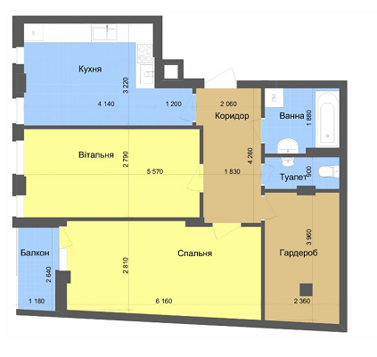 2-комнатная 71.55 м² в ЖК на ул. Богдана Хмельницкого, 109 от 17 500 грн/м², Львов