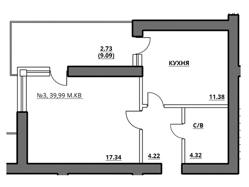 1-кімнатна 39.99 м² в ЖК на вул. Богдана Хмельницького, 27А від забудовника, Львів