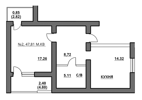 1-кімнатна 47.81 м² в ЖК на вул. Богдана Хмельницького, 27А від забудовника, Львів