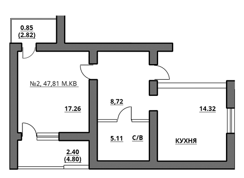 2-кімнатна 47.81 м² в ЖК на вул. Богдана Хмельницького, 27А від забудовника, Львів