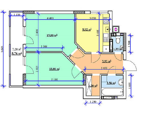 2-комнатная 58.72 м² в ЖК на ул. Боднарская, 14-16 от застройщика, Львов