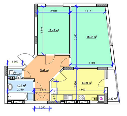 2-комнатная 61.29 м² в ЖК на ул. Боднарская, 14-16 от застройщика, Львов