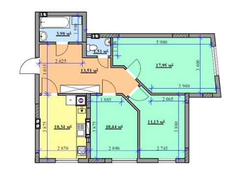 3-комнатная 67.35 м² в ЖК на ул. Боднарская, 14-16 от застройщика, Львов