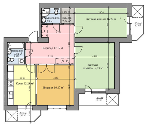 3-комнатная 94.94 м² в ЖК на ул. Врубеля, 15 от застройщика, Львов