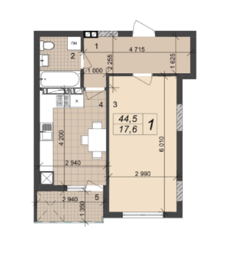 1-комнатная 44.5 м² в ЖК на ул. Врубеля, 42А от 15 000 грн/м², Львов