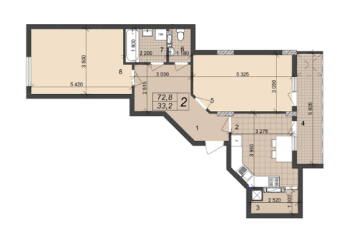 2-кімнатна 72.8 м² в ЖК на вул. Врубеля, 42А від забудовника, Львів