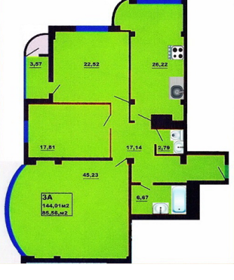 3-кімнатна 144.01 м² в ЖК на вул. Дашкевича, 3 від 18 680 грн/м², Черкаси