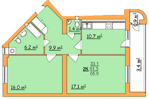 2-кімнатна 65.6 м² в ЖК на вул. Джона Леннона, 37 від забудовника, Львів