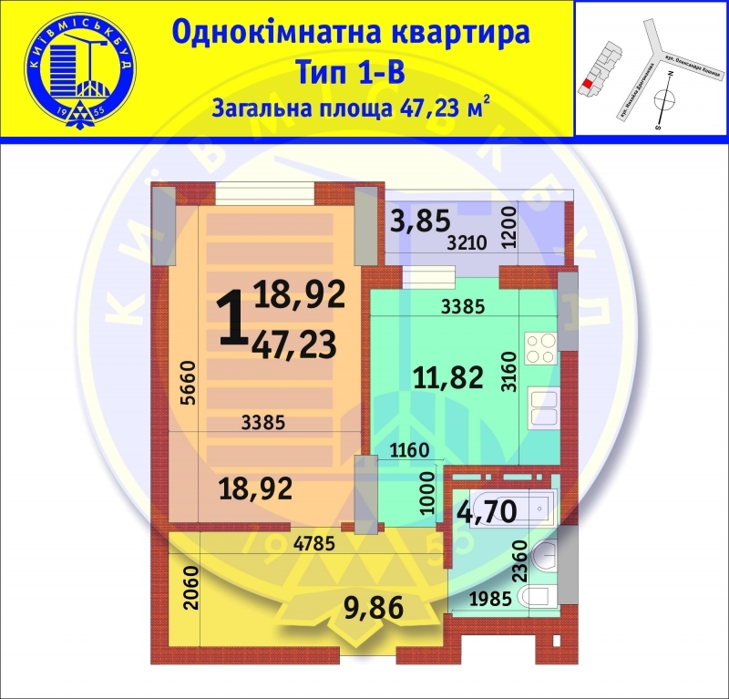 1-кімнатна 47.23 м² в ЖК Драгоманова від забудовника, Київ