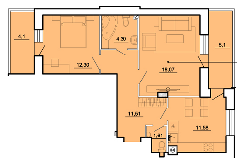 2-кімнатна 68.57 м² в ЖК на вул. Залізнична, 40 від забудовника, м. Броди