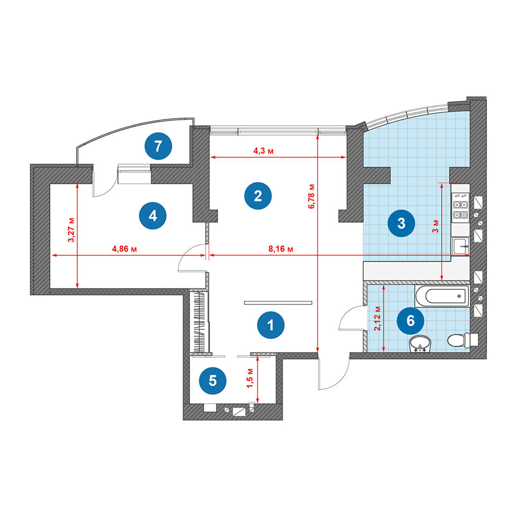 2-кімнатна 75.2 м² в ЖК на вул. Ігоря Сердюка, 19 від 13 120 грн/м², м. Кременчук