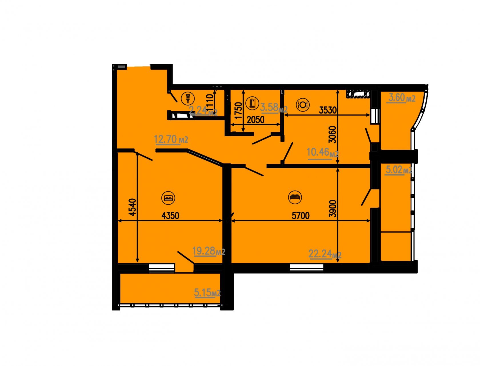 2-кімнатна 84.27 м² в ЖК на вул. Козацька, 9/1 від 13 500 грн/м², Черкаси