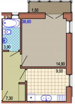 1-комнатная 36.6 м² в ЖК на ул. Корсунская, 4 от застройщика, Львов