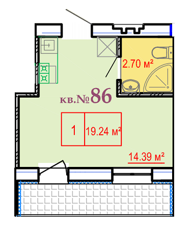 1-кімнатна 19.24 м² в ЖК на вул. Косарєва (Соколова), 25 від 12 900 грн/м², Харків
