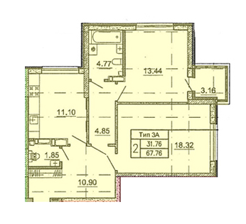 2-комнатная 67.76 м² в ЖК на ул. Краковская, 27А от 24 000 грн/м², Киев