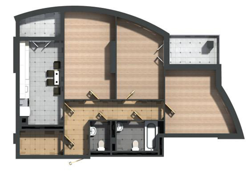 3-комнатная 91.5 м² в ЖК на ул. Кримская, 107 от застройщика, Львов