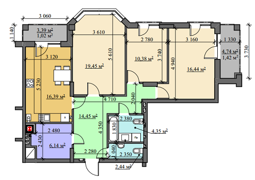 3-комнатная 92.48 м² в ЖК на ул. Лемковская, 26 от 26 280 грн/м², Львов