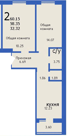 1-комнатная 60.15 м² в ЖК на ул. Людвига Заменгофа (Благоева), 1 от застройщика, Херсон