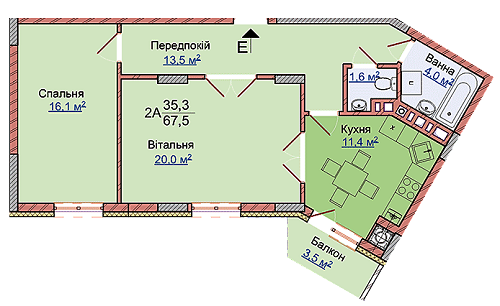 2-кімнатна 67.5 м² в ЖК на вул. Медової Печери, 40 від забудовника, Львів