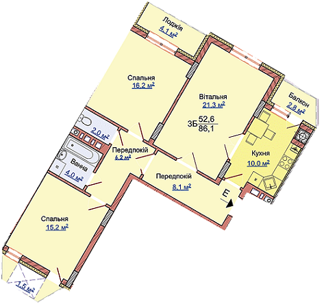 3-кімнатна 86.1 м² в ЖК на вул. Медової Печери, 40 від 15 770 грн/м², Львів