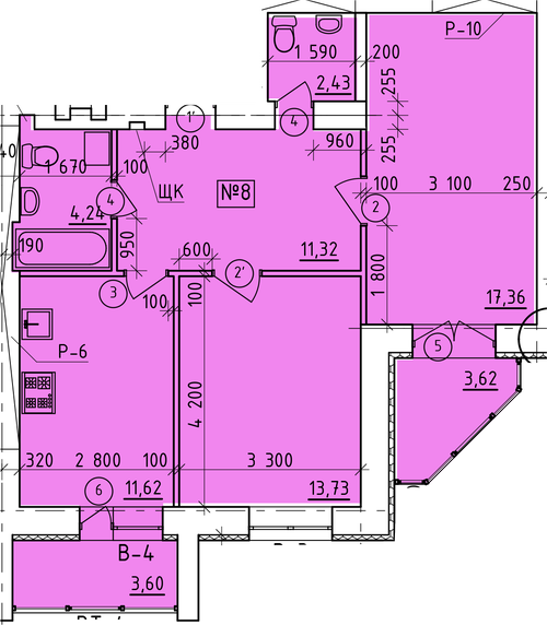 2-комнатная 67.92 м² в ЖК на ул. Монастырская, 11 от застройщика, Полтава