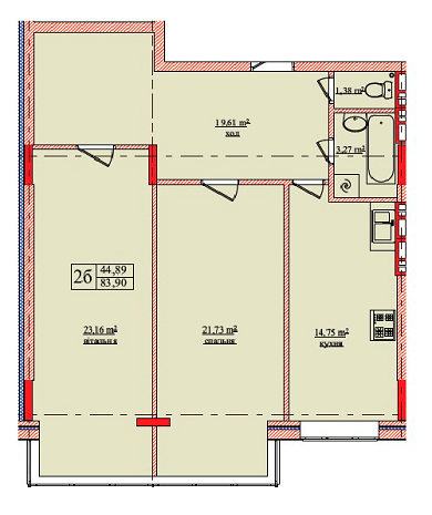 2-комнатная 83.9 м² в ЖК на ул. Нововокзальная, 69-75 от 25 000 грн/м², Киев