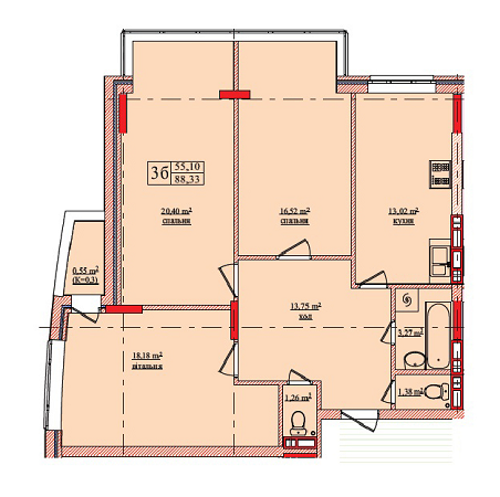 3-кімнатна 88.33 м² в ЖК на вул. Нововокзальна, 69-75 від 25 000 грн/м², Київ