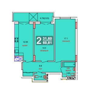 2-кімнатна 60.81 м² в ЖК на вул. Перфецького, 2 від 17 030 грн/м², Львів