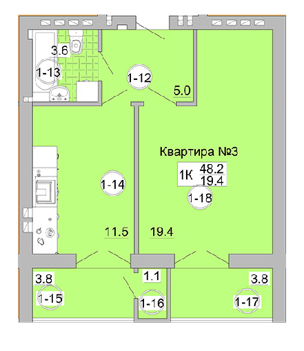 1-кімнатна 48.2 м² в ЖК на вул. Проектована-Тролейбусна від забудовника, с. Сокільники