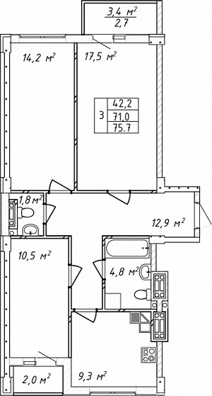 3-кімнатна 75.7 м² в ЖК на вул. Святослава Ріхтера (Щорса), 148/2 від 18 870 грн/м², Одеса