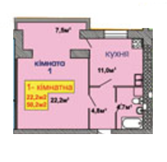 1-комнатная 58.2 м² в ЖК на вул. Скоропадського, 12 от застройщика, г. Трускавец