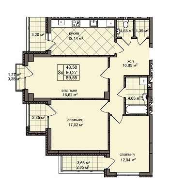 3-комнатная 89.55 м² в ЖК на ул. Скрипника / ул. Освицкая от застройщика, Львов