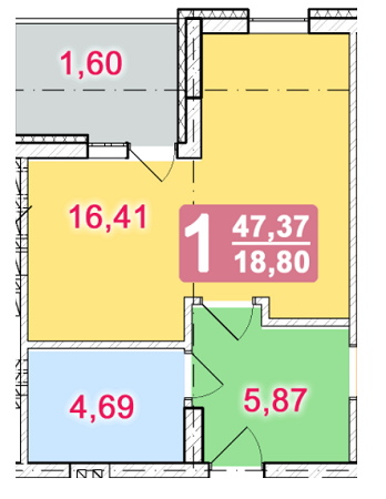 1-комнатная 47.37 м² в ЖК на ул. Ульяны Кравченко, 13 от застройщика, Львов