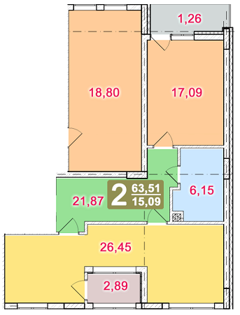 2-кімнатна 63.51 м² в ЖК на вул. Уляни Кравченко, 13 від забудовника, Львів