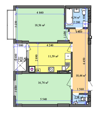 2-комнатная 64.56 м² в ЖК на ул. Хлебная, 4 от застройщика, Львов