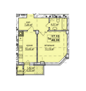 1-комнатная 40.39 м² в ЖК на ул. Щепова, 17 от застройщика, Львов