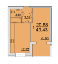 1-комнатная 40.43 м² в ЖК Набережний квартал от 14 500 грн/м², Винница