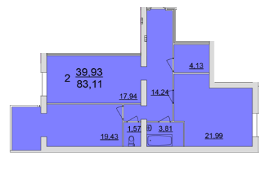 2-комнатная 83.11 м² в ЖК Набережний квартал от застройщика, Винница