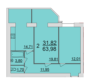 2-кімнатна 63.98 м² в ЖК Набережний квартал від забудовника, Вінниця