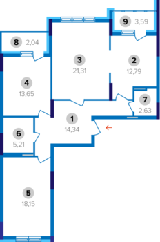 3-комнатная 93.71 м² в ЖК НАШ будинок от застройщика, Киев