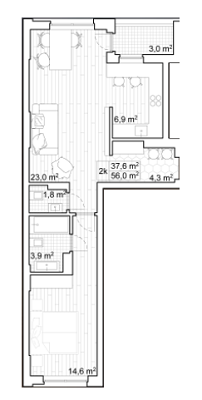 2-комнатная 56 м² в ЖК San Francisco Creative House от 22 400 грн/м², Киев