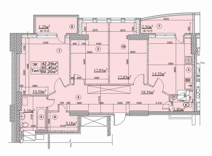 3-комнатная 89.2 м² в ЖК Новодарницкий от застройщика, Киев