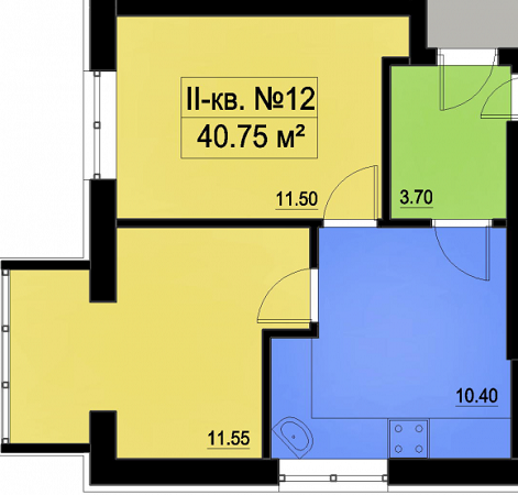 2-кімнатна 40.75 м² в ЖК на ул. Мечникова, 116 від забудовника, м. Ірпінь