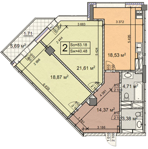 2-комнатная 83.16 м² в ЖК Новопечерские Липки от 65 090 грн/м², Киев