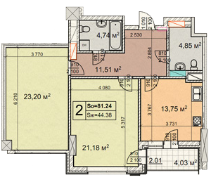 2-комнатная 81.24 м² в ЖК Новопечерские Липки от 65 090 грн/м², Киев