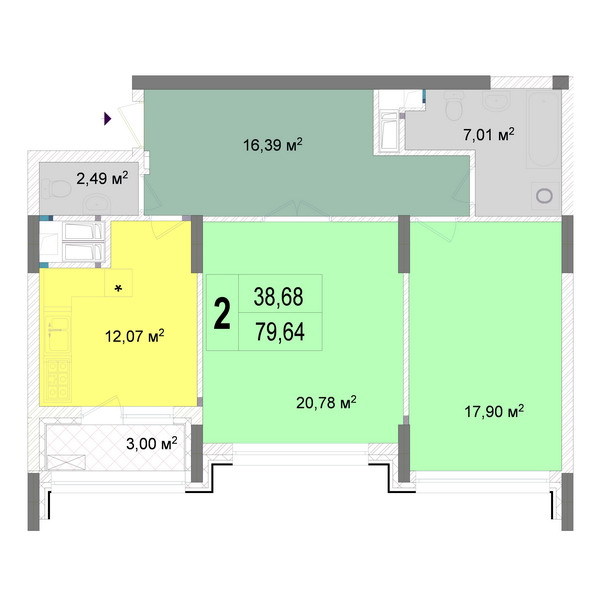 2-комнатная 79.64 м² в ЖК Новопечерские Липки от 65 090 грн/м², Киев