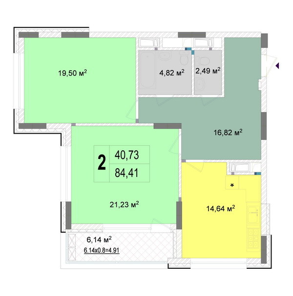 2-кімнатна 84.41 м² в ЖК Новопечерські Липки від 65 090 грн/м², Київ