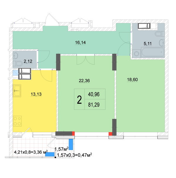 2-кімнатна 81.29 м² в ЖК Новопечерські Липки від 65 090 грн/м², Київ